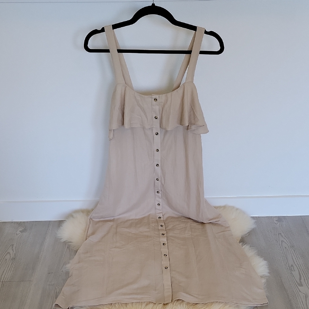 Beige Button-Down Dress